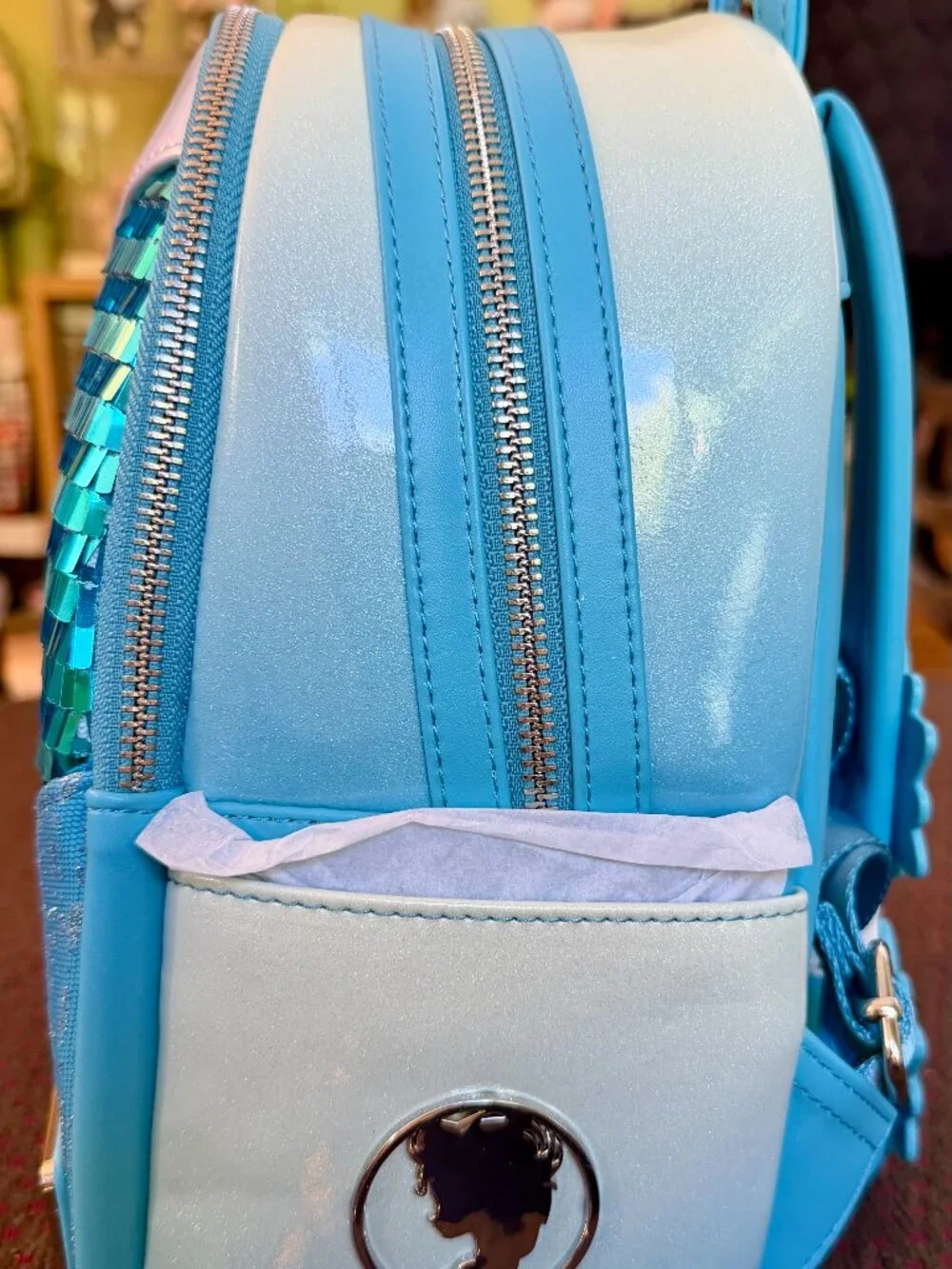 Loungefly Disney Frozen Elsa Glitter Sequin Cosplay Mini Backpack Wallet Set NWT